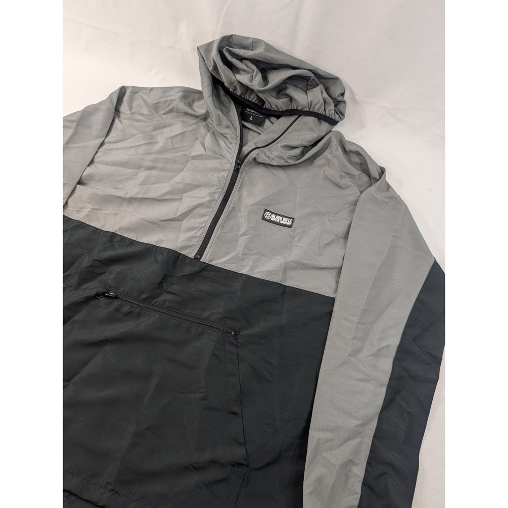 BRCC Large Black Rifle Coffee Anorak Windbreaker Hooded Jacket Vented Grays